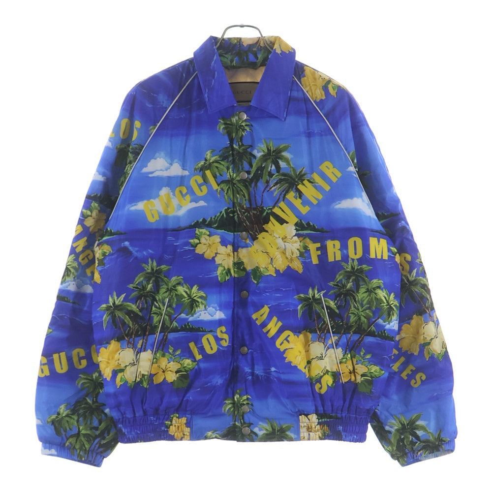 GUCCI グッチ 22AW From Los Angeles Print Nylon Jacket フロムロサンゼルスプリント 総柄 ナイロン コーチジャケット ブルー 694137 ZAJI0 GUCCI(グッチ) 22AW From Los Angeles Print Nylon Jacket フロム