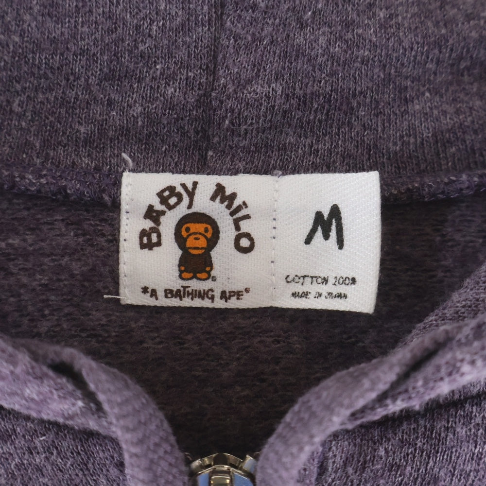 A BATHING APE(アベイシングエイプ) BABY MILO ZIP UP HOODIE ベイビー マイロ ジップアップスウェットパーカー フーディー パープル