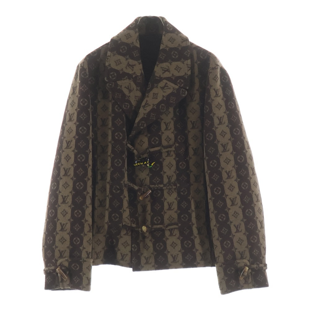 LOUIS VUITTON(ルイヴィトン) 22SS ×NIGO ニゴ モノグラム トランク ストライプ クロップドピーコート ブラウン RM221M I91 HMC01E