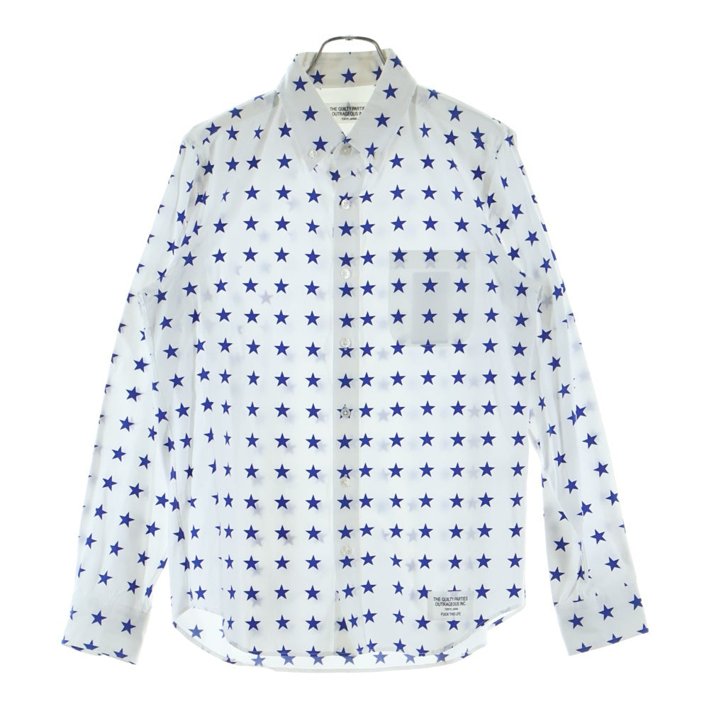 WACKO MARIA(ワコマリア) 15SS 星柄 ロングスリーブ コットンシャツ ホワイト/ブルー 15SS-P-SHI-07