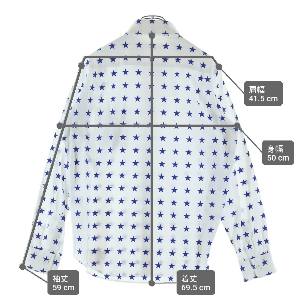 WACKO MARIA(ワコマリア) 15SS 星柄 ロングスリーブ コットンシャツ ホワイト/ブルー 15SS-P-SHI-07