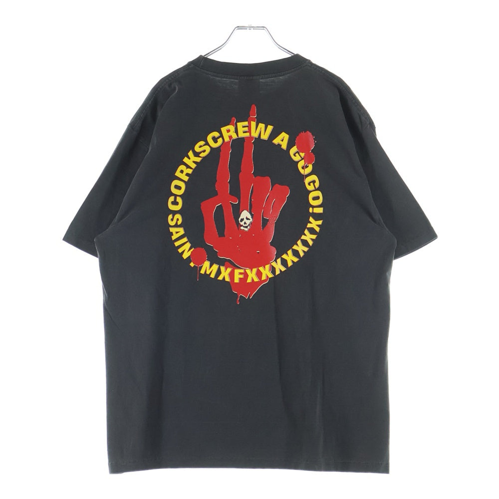 SAINT MICHAEL(セントマイケル) ×KUROYUME KNIFE & GRAPE TEE 黒夢 ナイフ グレープ 両面スカルプリントTシャツ 半袖クルーネックカットソー ブラック