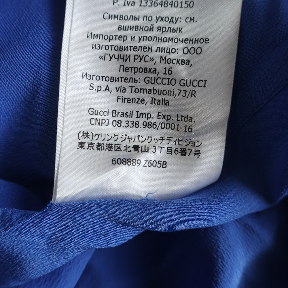 GUCCI(グッチ) SILK SHIRT シルク くるみボタン ボタンアップ 長袖シャツ ブルー 736991 Z605B