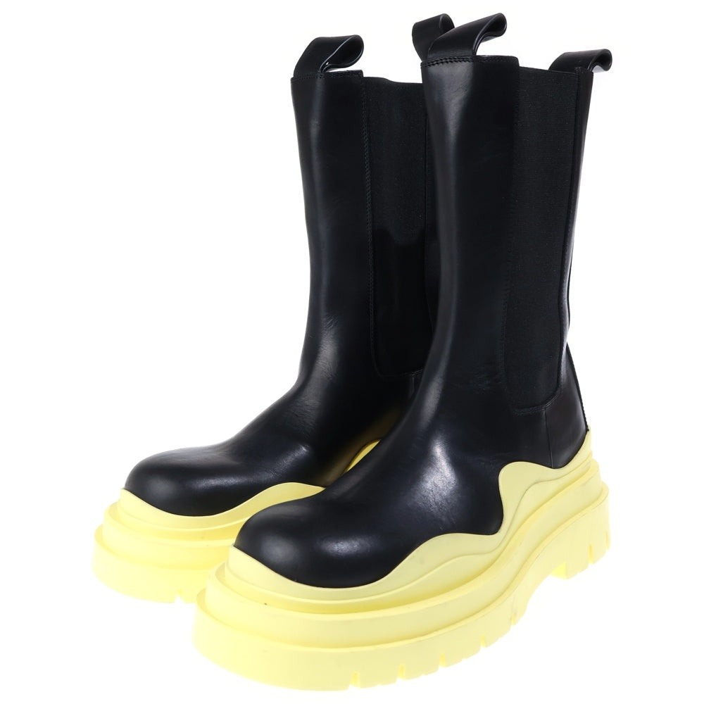 BOTTEGA VENETA(ボッテガヴェネタ) TIRE CHELSEA BOOTS サイドゴア ハイカット チェルシー タイヤブーツ ブラック/イエロー レディース