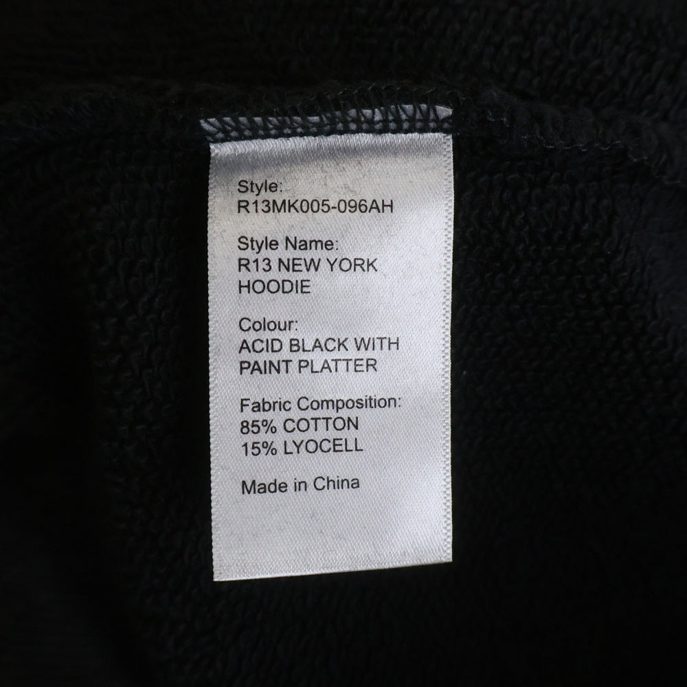 R13(アールサーティーン) R13 NEW YORK HOODIE ニューヨークフーディー パーカー ブラック R13MK005-096AH