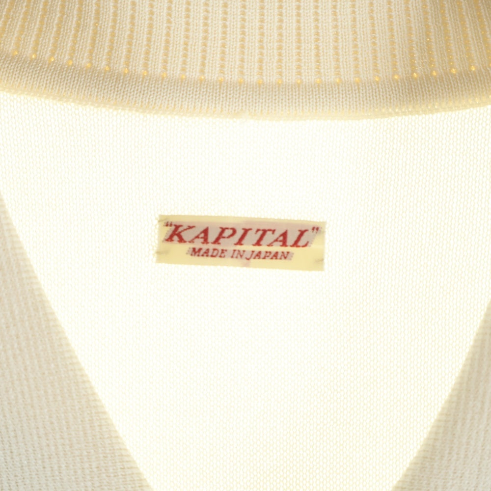 KAPITAL(キャピタル) ニット×8oz デニムカバーオールポロシャツ インディゴ/ホワイト K2504KN174