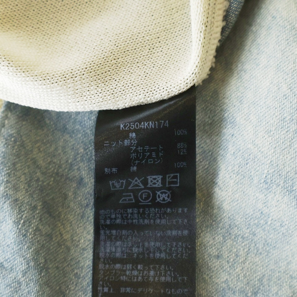 KAPITAL(キャピタル) ニット×8oz デニムカバーオールポロシャツ インディゴ/ホワイト K2504KN174