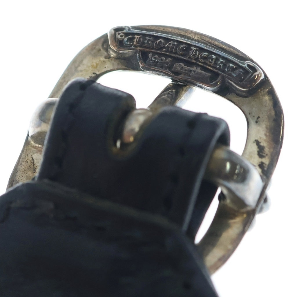 CHROME HEARTS(クロムハーツ) R&R TINY BUCKLE ガンスリンガー タイニーバックル レザーブレスレット チョーカー ブラック/シルバー