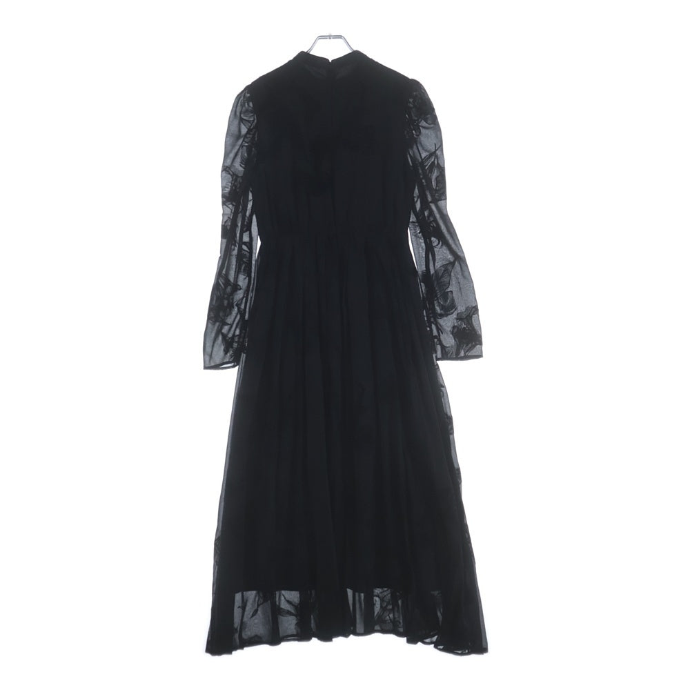 AMERI(アメリ) UND CALLA FLOCKY DRESS アンド カラー フロッキー 花モチーフ ポリエステル ワンピース ドレス レディース ブラック 02220560640
