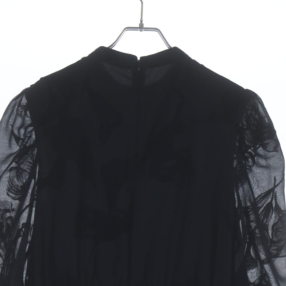 AMERI(アメリ) UND CALLA FLOCKY DRESS アンド カラー フロッキー 花モチーフ ポリエステル ワンピース ドレス レディース ブラック 02220560640