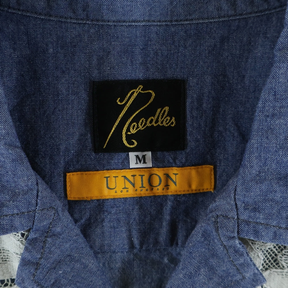 Needles(ニードルス) ×UNION CABANA SHIRT ユニオン カバナ デニム 半袖シャツ ホワイト/インディゴ MR540