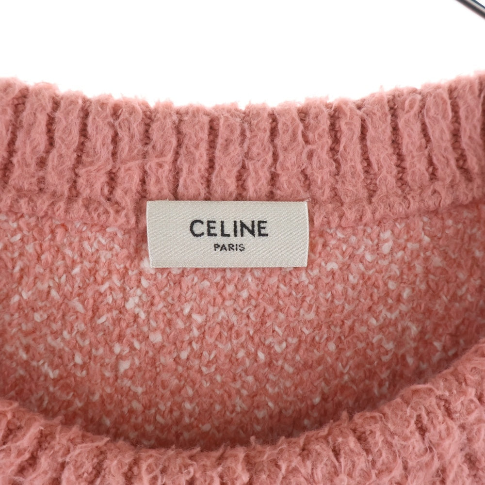 CELINE(セリーヌ) 22SS ×SCOTT REEDER スコットリーダー ブラッシュドコットン クルーネック長袖 ニットセーター ピンク 2A23W526Q