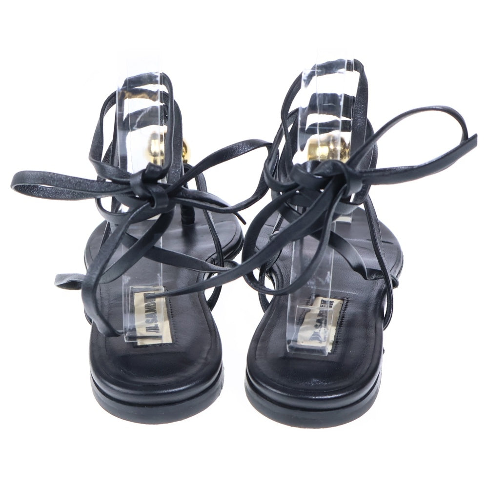 JIL SANDER(ジルサンダー) アンクルストラップフラットレザーサンダル レディース ブラック JS34110A