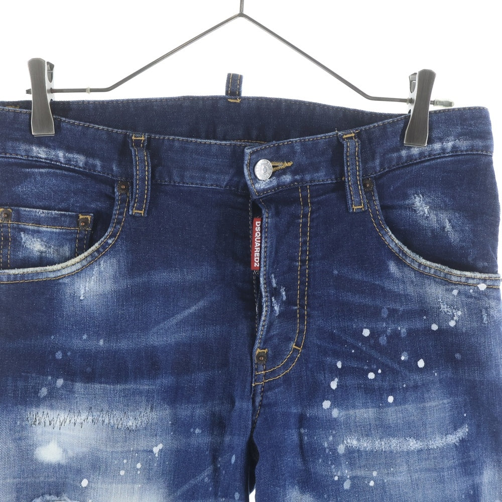 DSQUARED2(ディースクエアード) 21AW DARK SS SNOWBOARD WASH SKATER JEAN ダークSS スノーボードウォッシュ スケーター ダメージ加工 ボタンフライ ジーンズ デニムパンツ S71LB0944