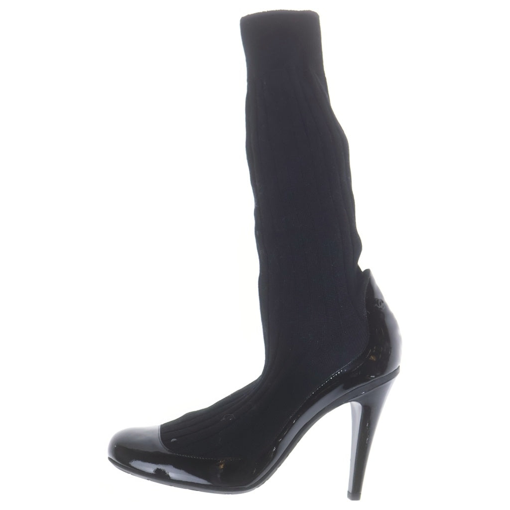 CHANEL(シャネル) PATENT LEATHER HEEL SOCKS PUMPS パテントレザー ソックス ヒールパンプス ブラック レディース G29979Y15427
