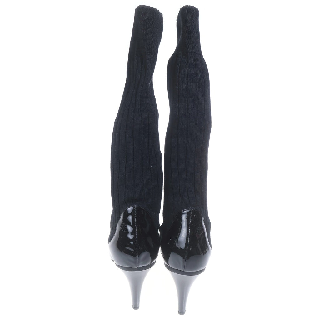 CHANEL(シャネル) PATENT LEATHER HEEL SOCKS PUMPS パテントレザー ソックス ヒールパンプス ブラック レディース G29979Y15427