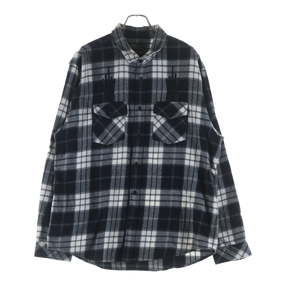 SUPREME(シュプリーム) 21SS ×HYSTERIC GLAMOUR Plaid Flannel Shirt ヒステリックグラマー エンブロイダリーデザイン プラッド フランネル チェックシャツ 長袖シャツ ブラック