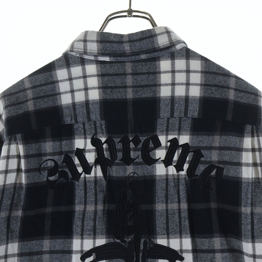 SUPREME(シュプリーム) 21SS ×HYSTERIC GLAMOUR Plaid Flannel Shirt ヒステリックグラマー エンブロイダリーデザイン プラッド フランネル チェックシャツ 長袖シャツ ブラック