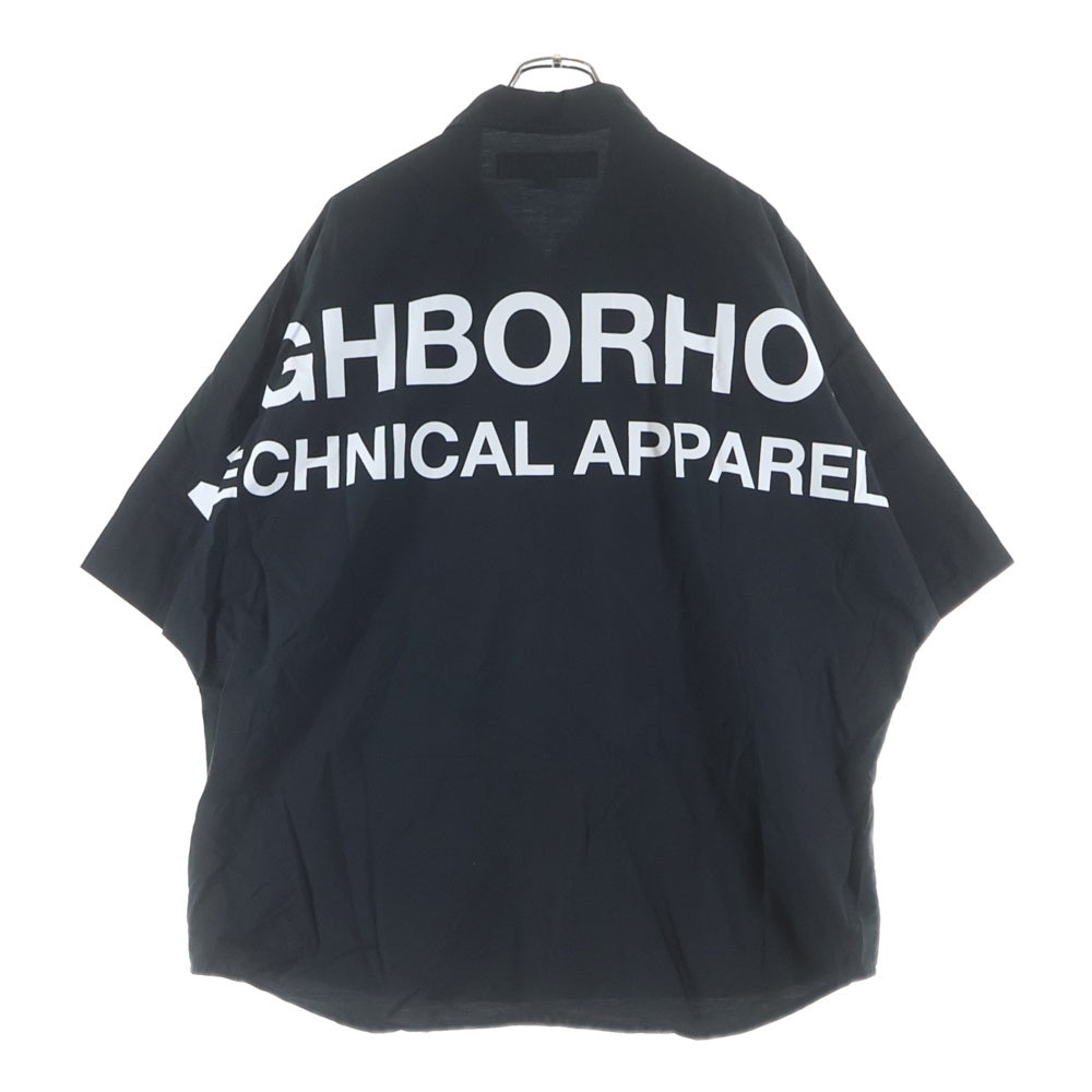 NEIGHBORHOOD(ネイバーフッド) 24SS DOLMANSLEEVE SHIRT バックプリント ドルマンスリーブ ポケット付き コットン レギュラーカラー 半袖シャツ ブラック 241AQNH-SHM05