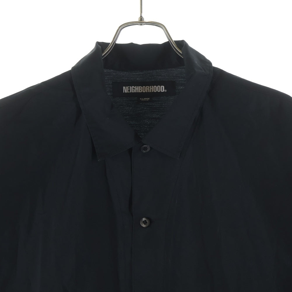 NEIGHBORHOOD(ネイバーフッド) 24SS DOLMANSLEEVE SHIRT バックプリント ドルマンスリーブ ポケット付き コットン レギュラーカラー 半袖シャツ ブラック 241AQNH-SHM05