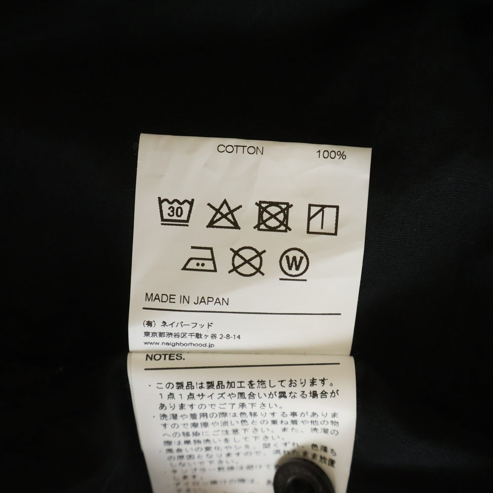 NEIGHBORHOOD(ネイバーフッド) 24SS DOLMANSLEEVE SHIRT バックプリント ドルマンスリーブ ポケット付き コットン レギュラーカラー 半袖シャツ ブラック 241AQNH-SHM05