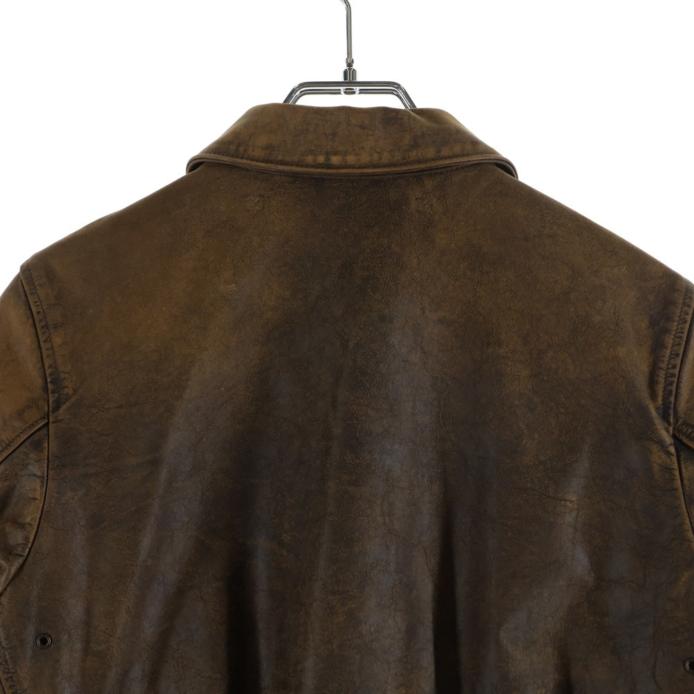 RRL(ダブルアールエル) TYPE A-2 カウレザー ロゴプリント フライトジャケット レディース ブラウン