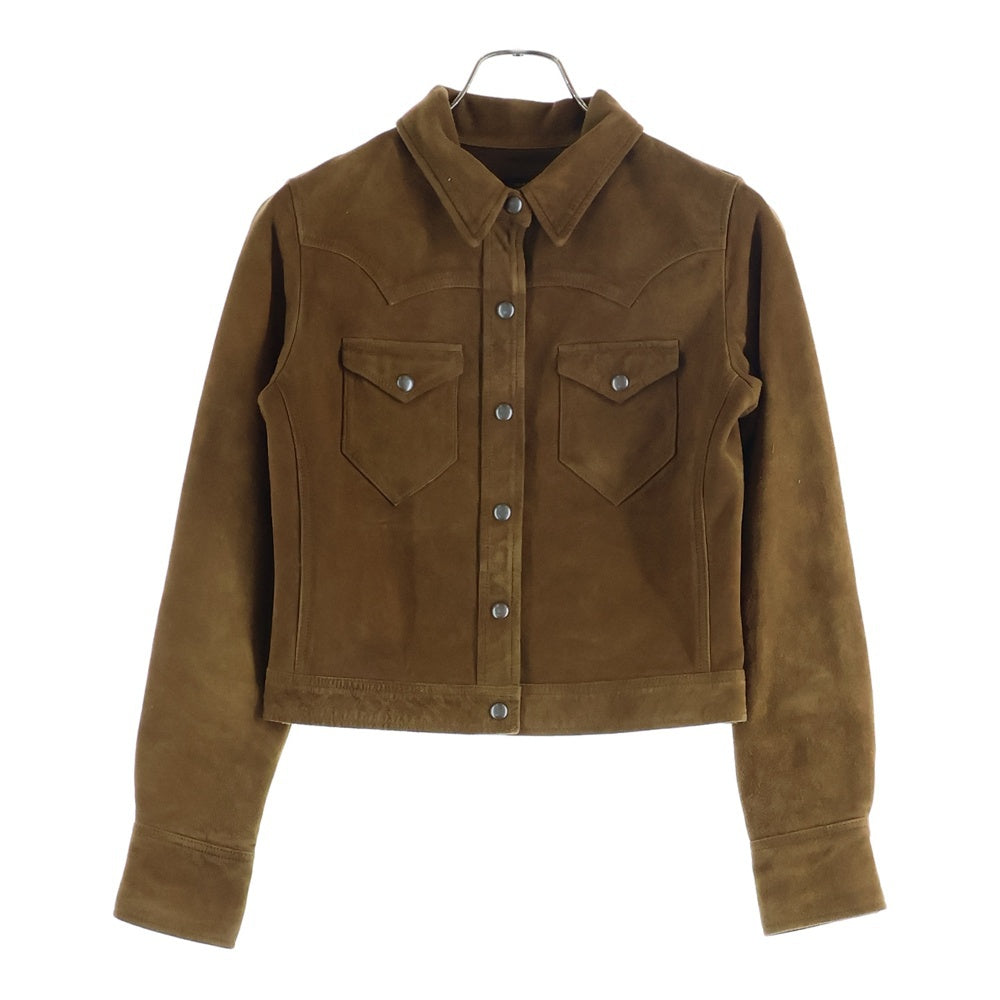 RRL(ダブルアールエル) シープレザー スエード 長袖ウエスタンシャツ ジャケット レディース ブラウン