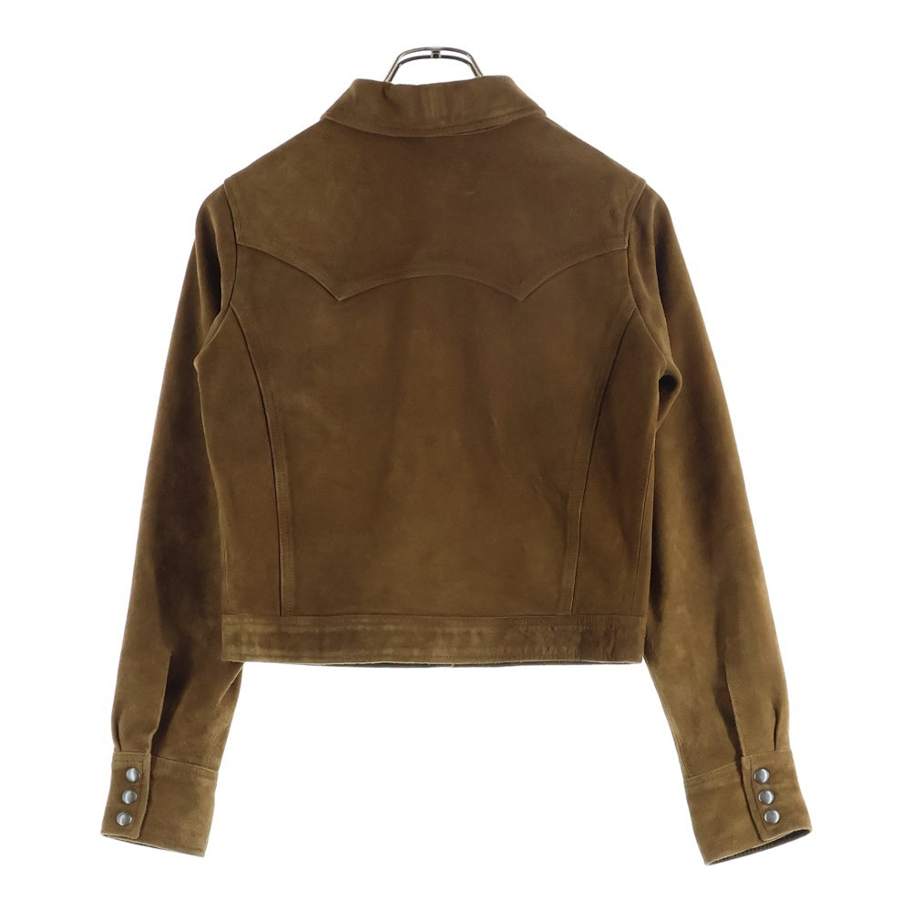 RRL(ダブルアールエル) シープレザー スエード 長袖ウエスタンシャツ ジャケット レディース ブラウン