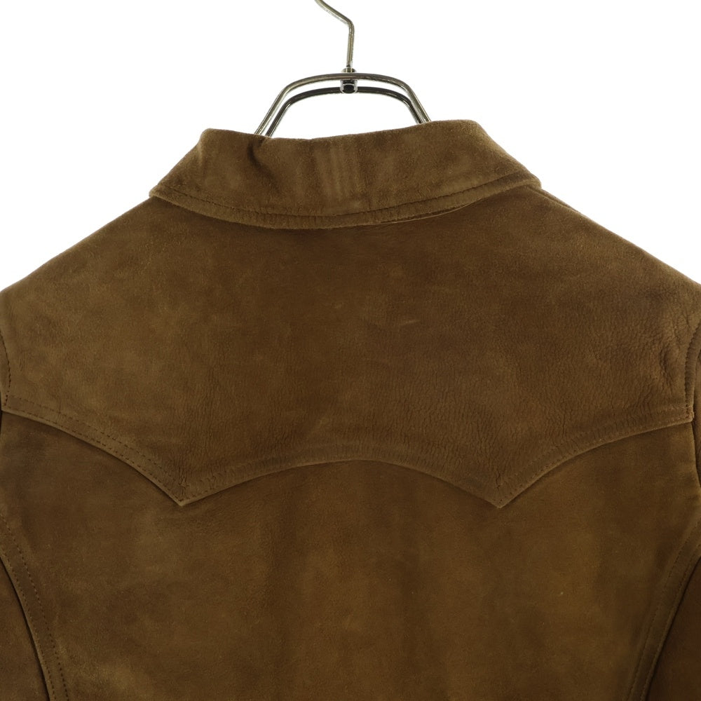 RRL(ダブルアールエル) シープレザー スエード 長袖ウエスタンシャツ ジャケット レディース ブラウン