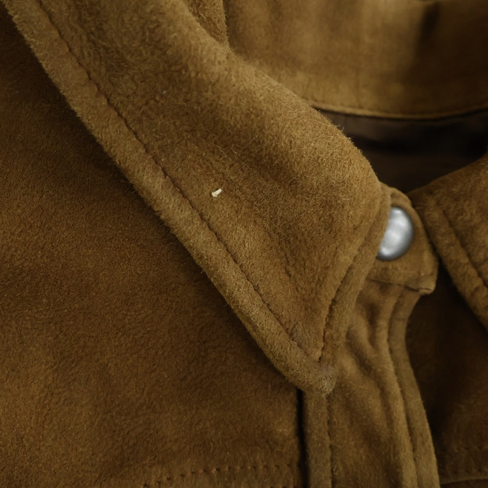 RRL(ダブルアールエル) シープレザー スエード 長袖ウエスタンシャツ ジャケット レディース ブラウン