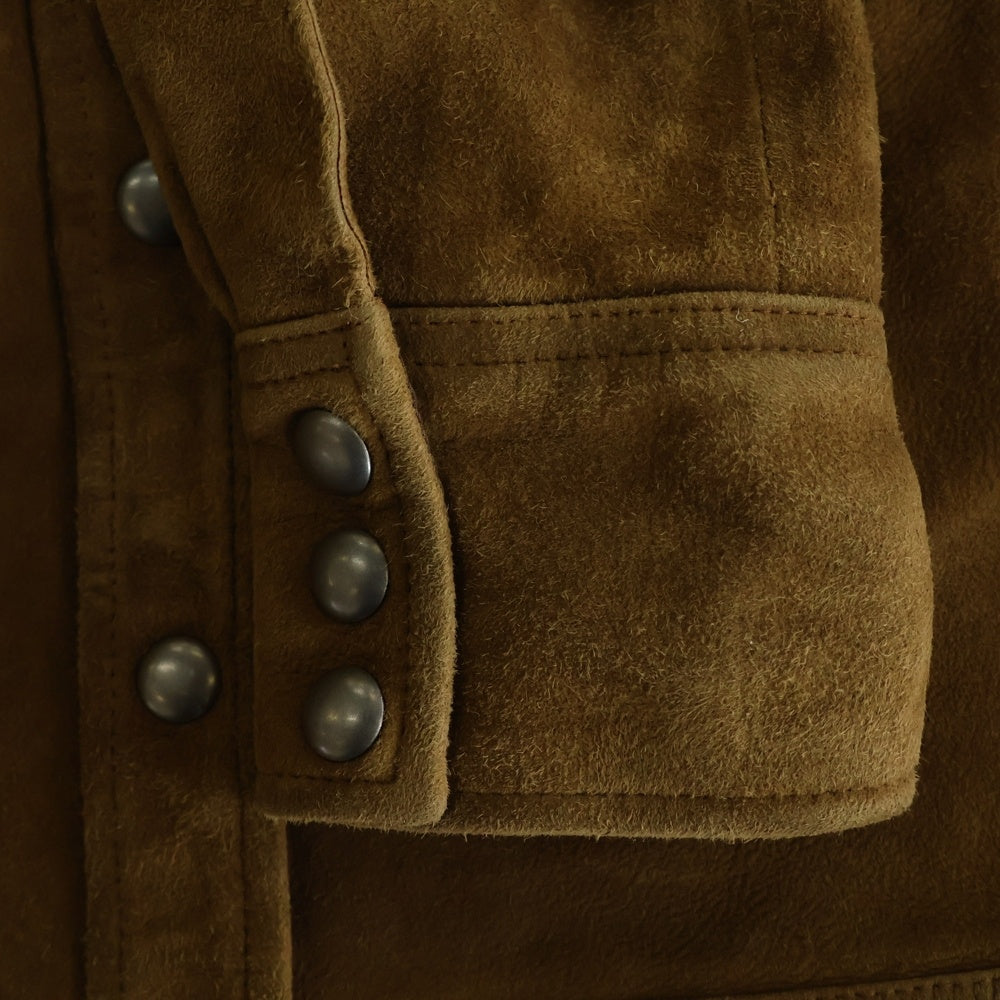 RRL(ダブルアールエル) シープレザー スエード 長袖ウエスタンシャツ ジャケット レディース ブラウン