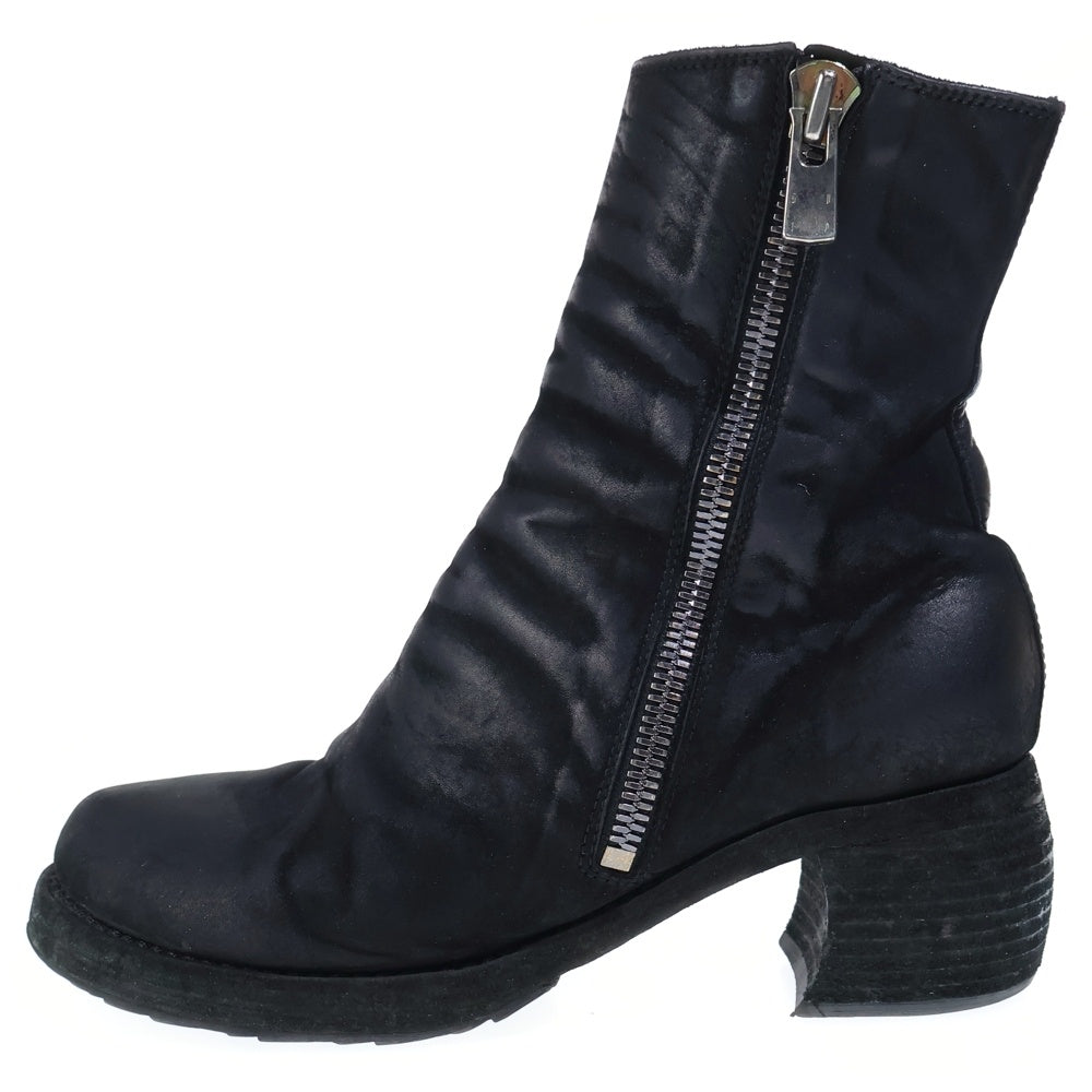 GUIDI(グイディ) ×YOHJI YAMAMOTO ヨージヤマモト ホースレザー サイドジップ ハイヒールブーツ レディース ブラック ZO066_Y