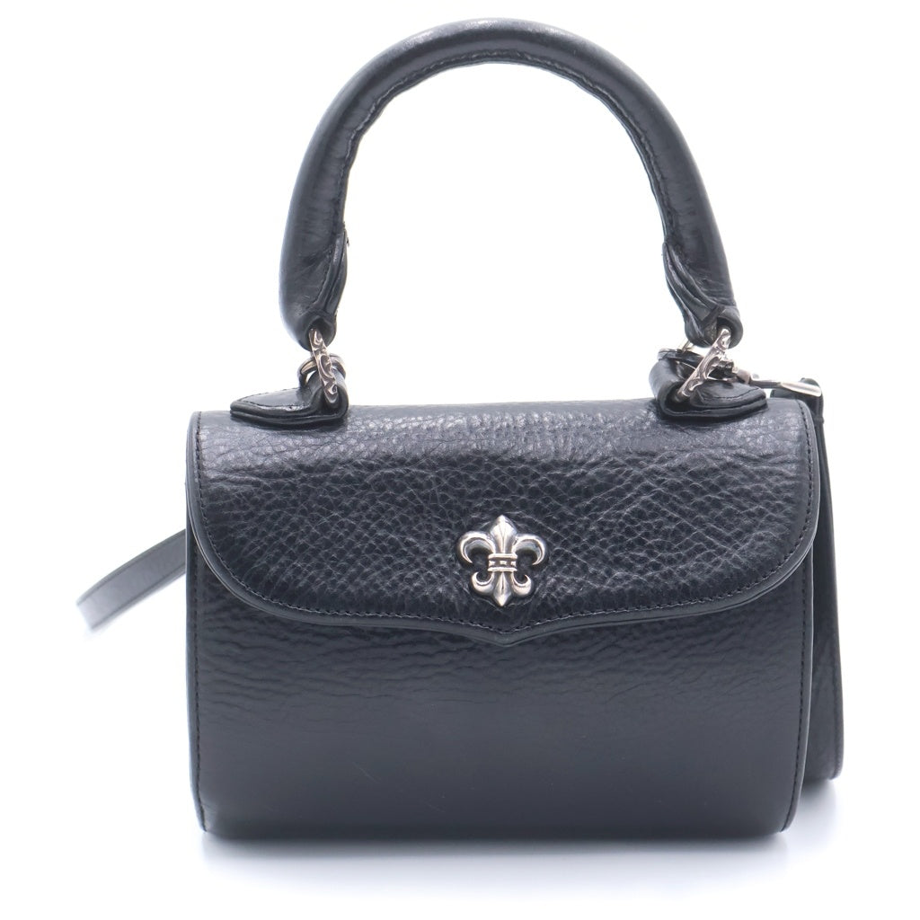 CHROME HEARTS(クロムハーツ) DOC ADAMS TINY BS FLR ドッグ アダムス BSフレアモチーフ 2Way レザー ショルダー ハンドバッグ ブラック/シルバー レディース
