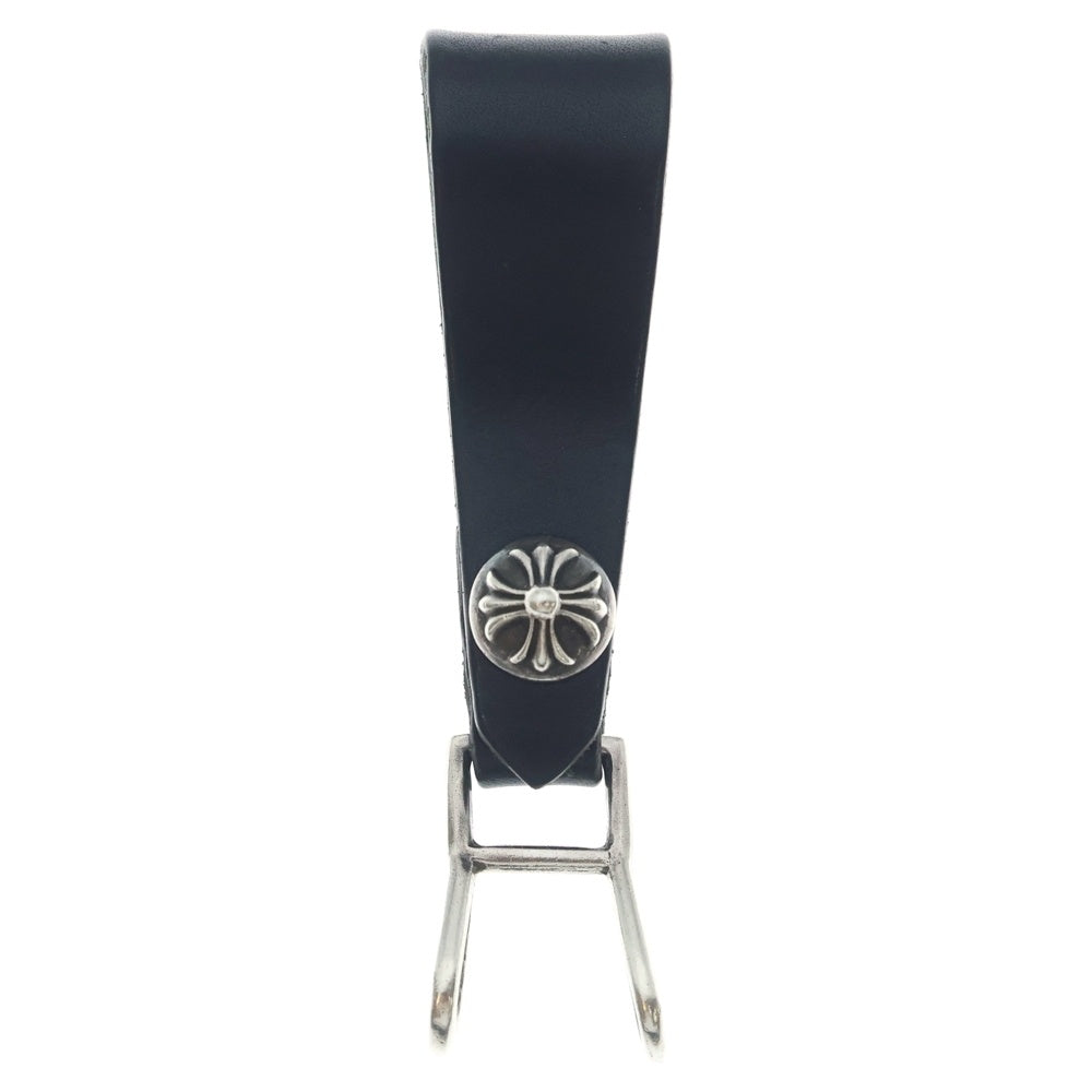 CHROME HEARTS(クロムハーツ) BELT LOOP クロスボールボタンレザーベルトループ シルバー/ブラック BCA397