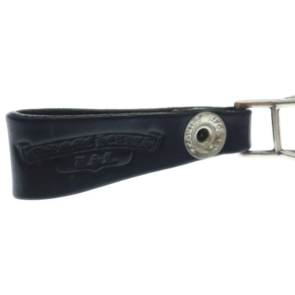 CHROME HEARTS(クロムハーツ) BELT LOOP クロスボールボタンレザーベルトループ シルバー/ブラック BCA397
