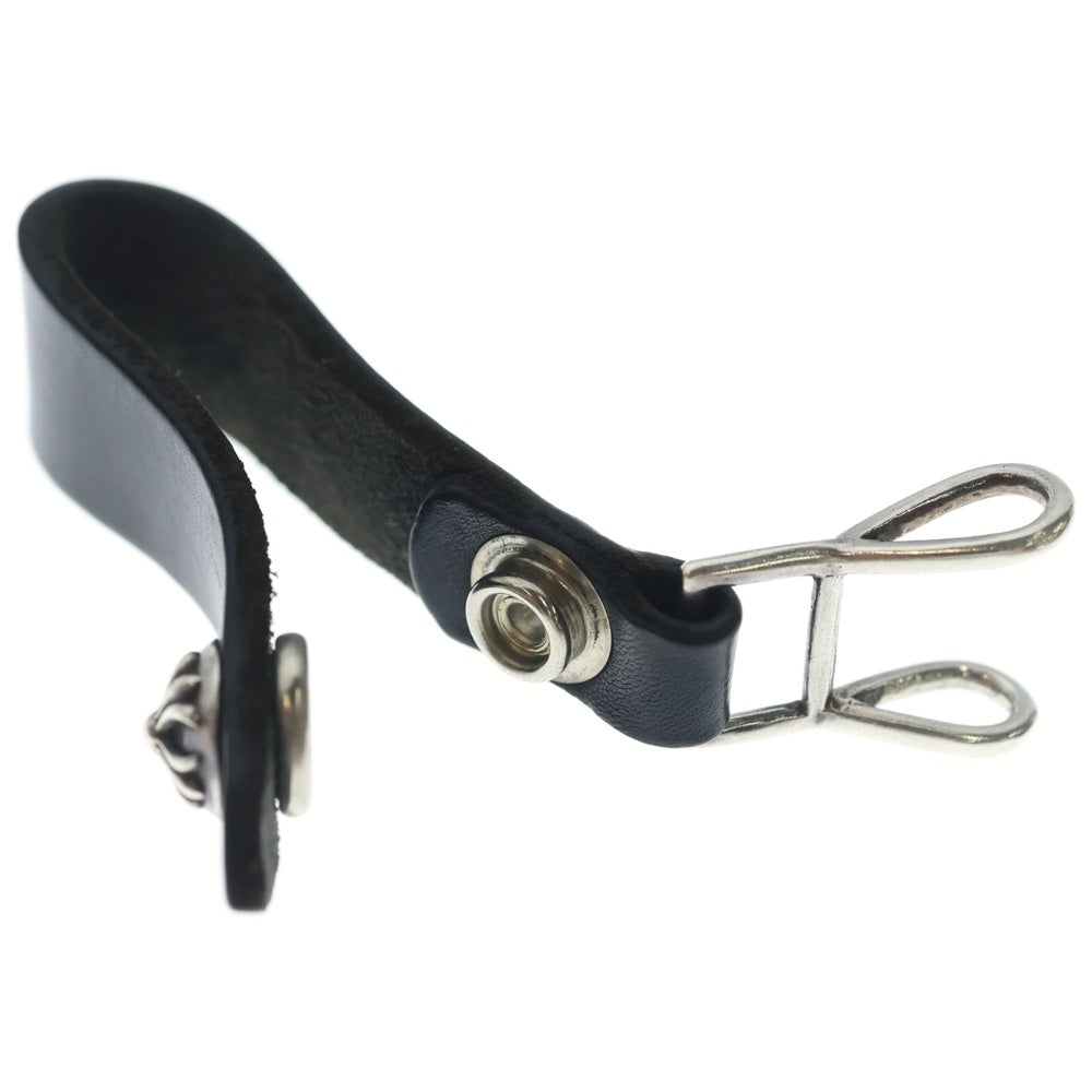CHROME HEARTS(クロムハーツ) BELT LOOP クロスボールボタンレザーベルトループ シルバー/ブラック BCA397