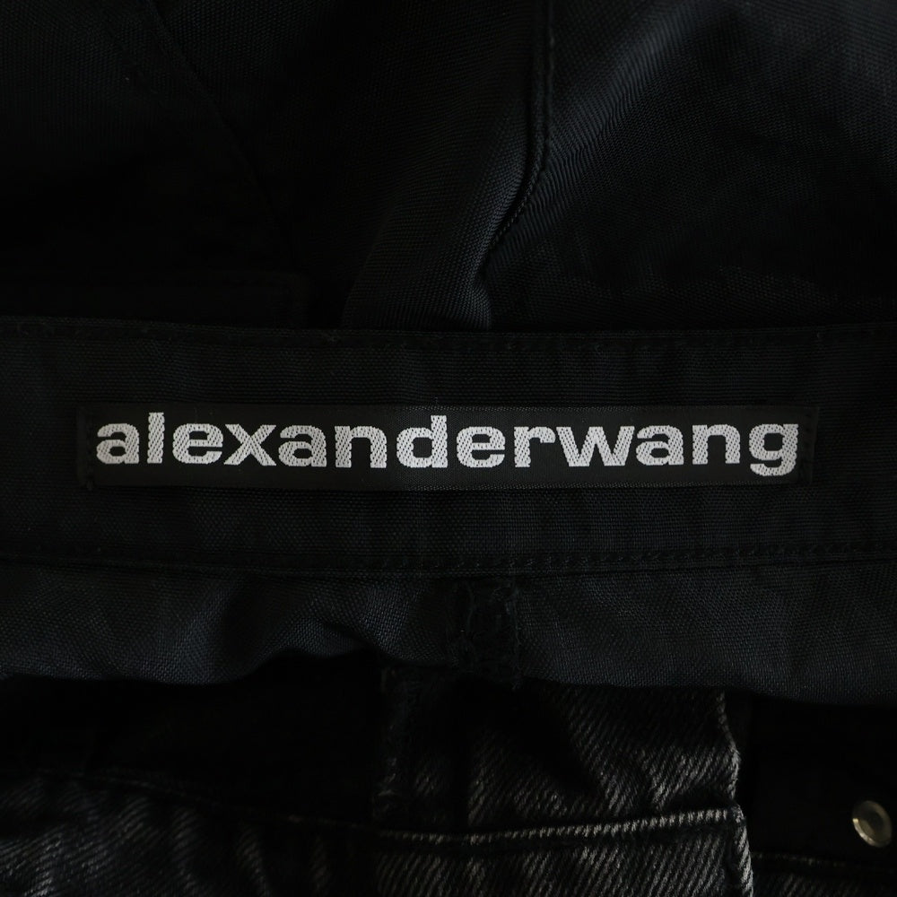 ALEXANDER WANG(アレキサンダーワン) デニムナイロンドッキング加工 ジョガーパンツ レディース ブラック