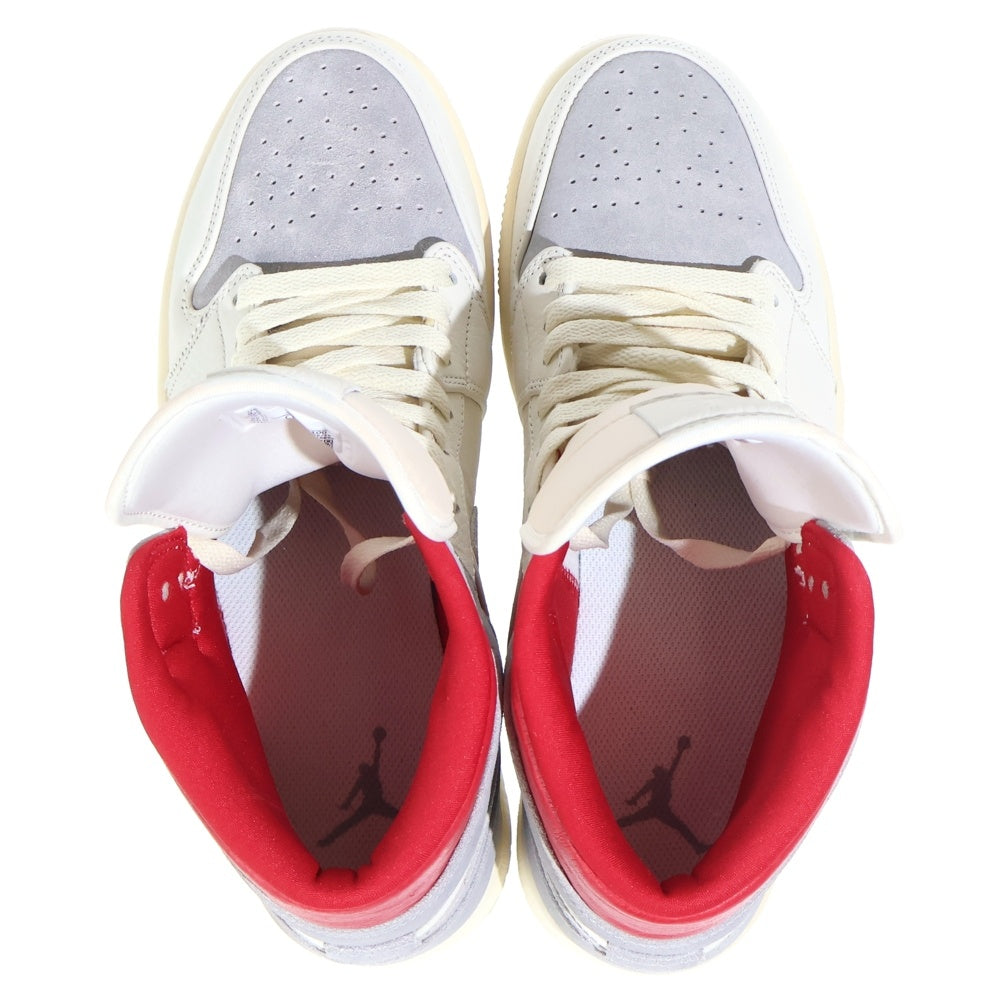 NIKE(ナイキ) AIR JORDAN 1 MID PREMIUM スニーカーズエンスタッフ ミッドカットスニーカー グレー/ホワイト/レッド US9.5/27.5cm CT3443-100