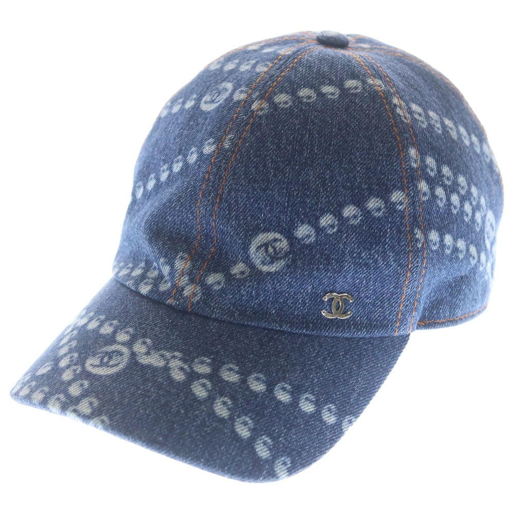 CHANEL(シャネル) 25SS パールプリント ココマークモチーフ 6パネル デニムキャップ インディゴ AAA830 B19536