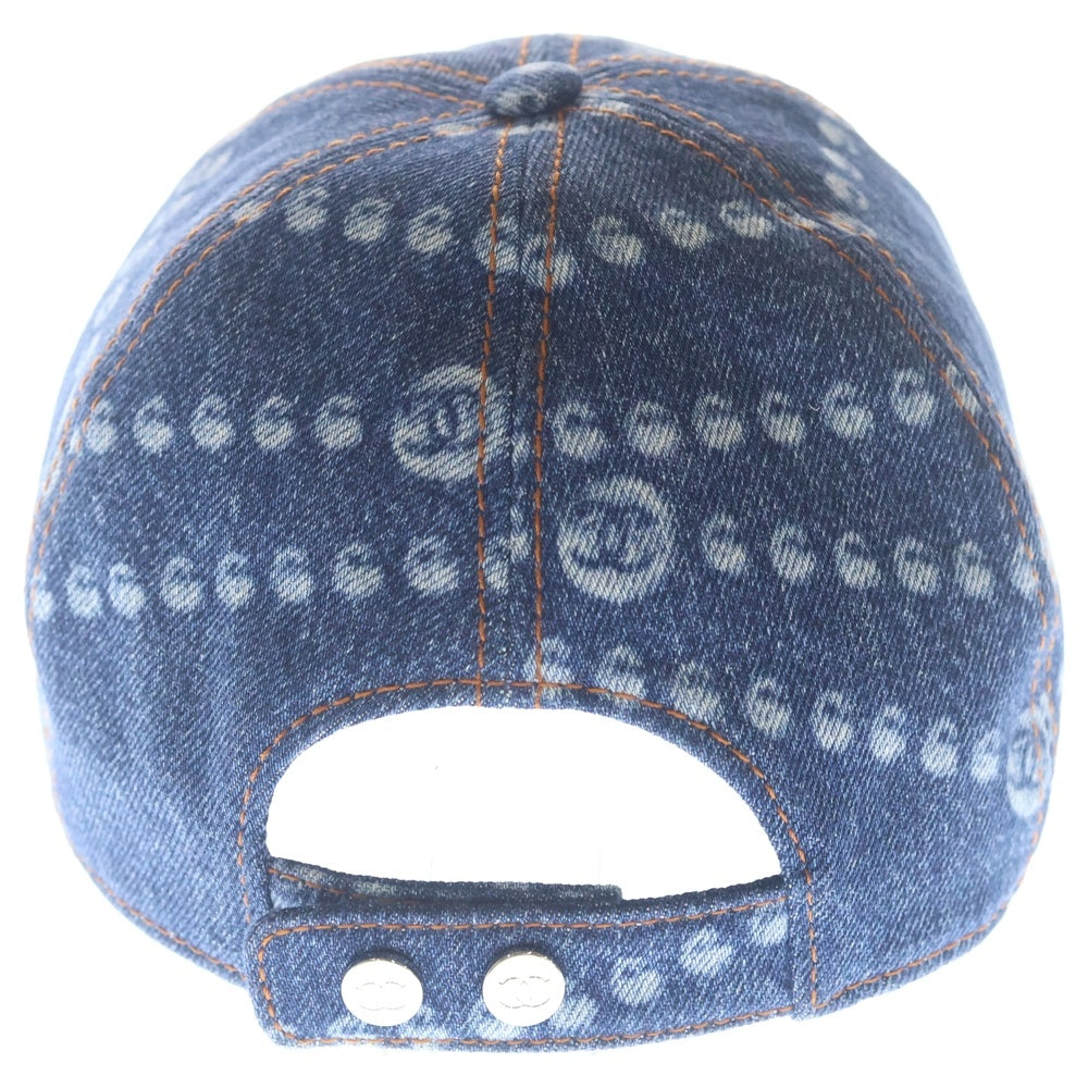 CHANEL(シャネル) 25SS パールプリント ココマークモチーフ 6パネル デニムキャップ インディゴ AAA830 B19536