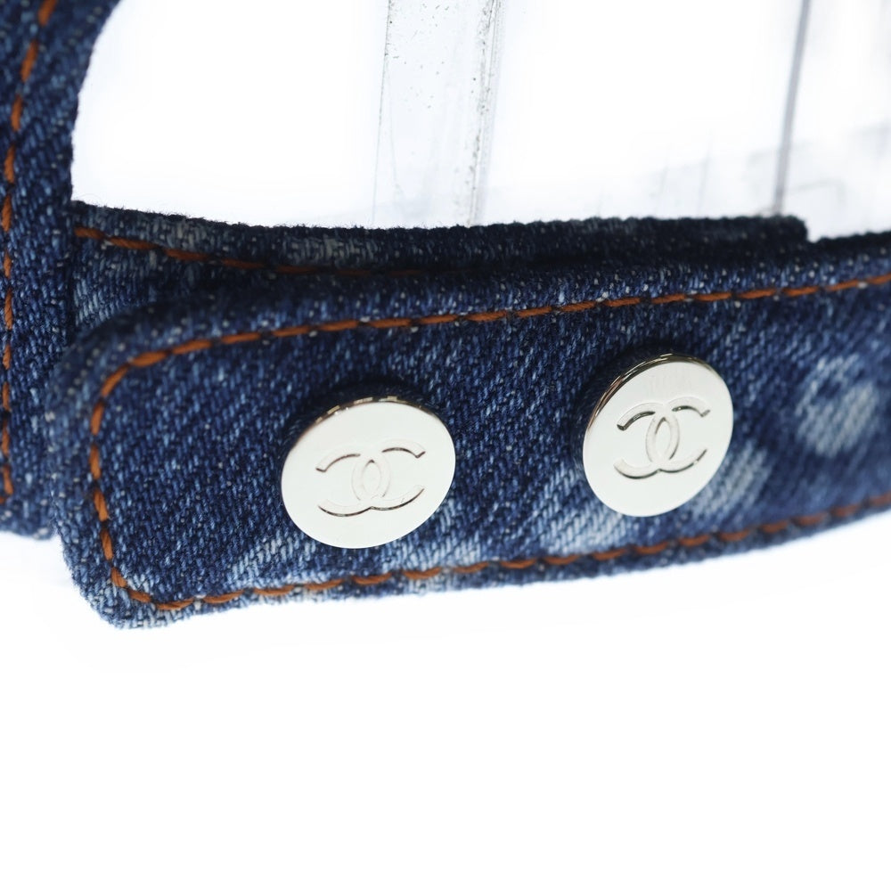 CHANEL(シャネル) 25SS パールプリント ココマークモチーフ 6パネル デニムキャップ インディゴ AAA830 B19536