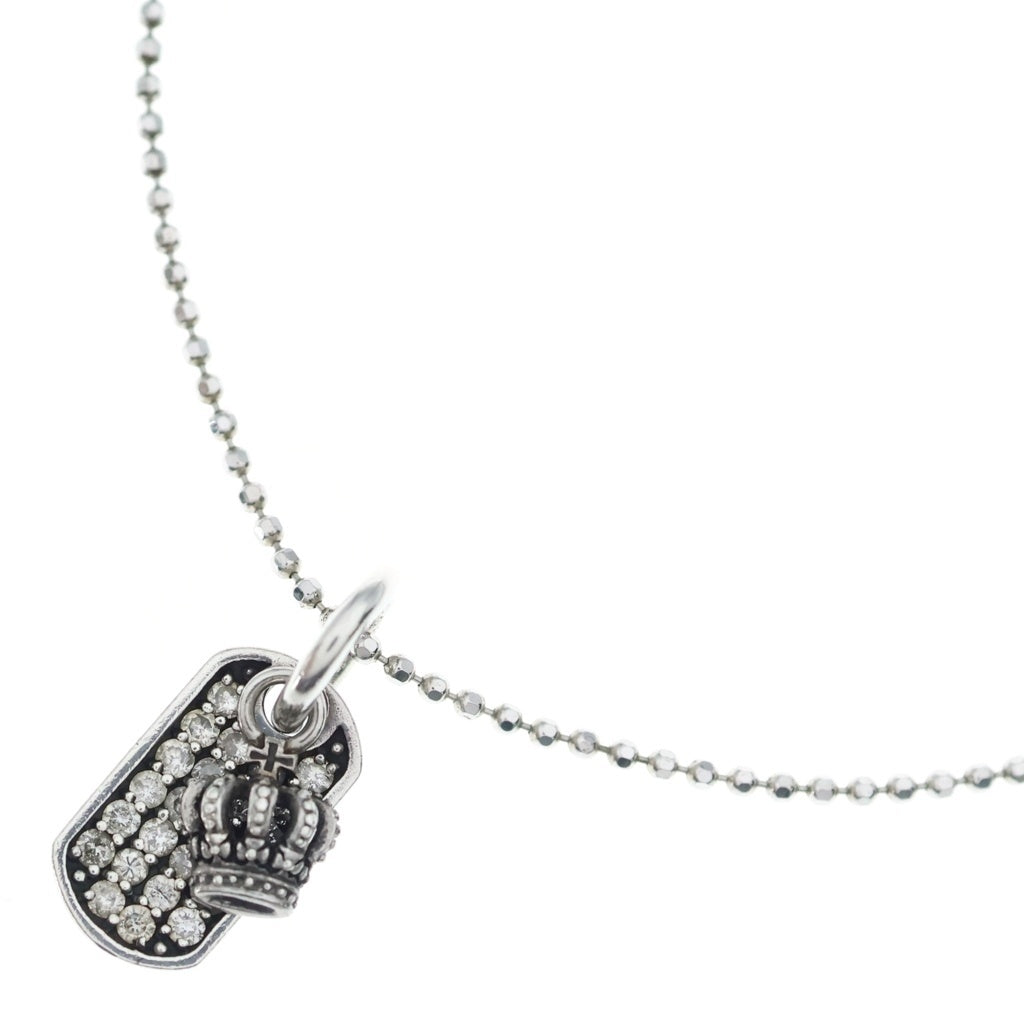 Justin Davis(ジャスティンデイヴィス) DIAMOND DOG TAG WITH CROWN NECKLACE ダイヤモンドドッグタグ クラウンモチーフ ネックレス シルバー SNJ162