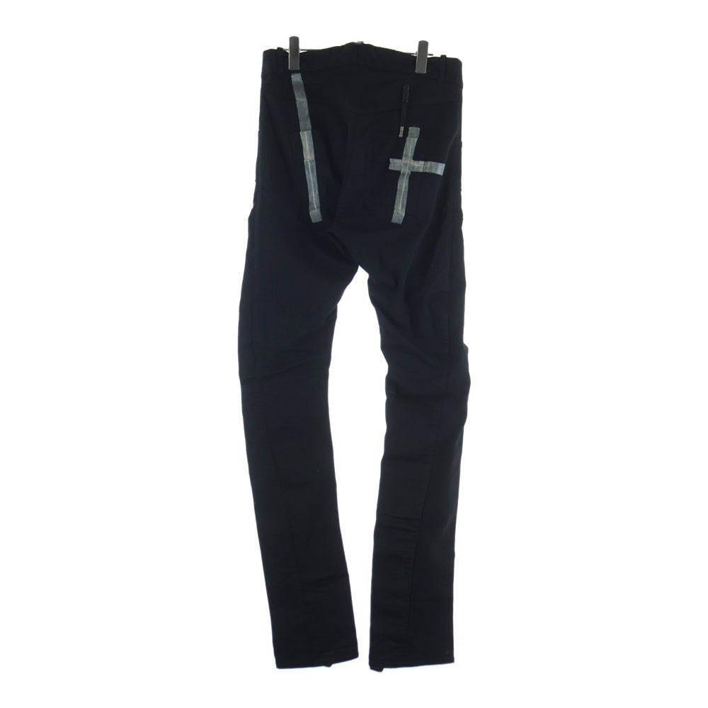 BORIS BIDJAN SABERI(ボリスビジャンサベリ) 22SS TIGHT FIT PANTS/OBJECT DYED & SEAM TAPED P13.TF F1939 止水テープ ボタンフライ デニム スキニーパンツ ブラック