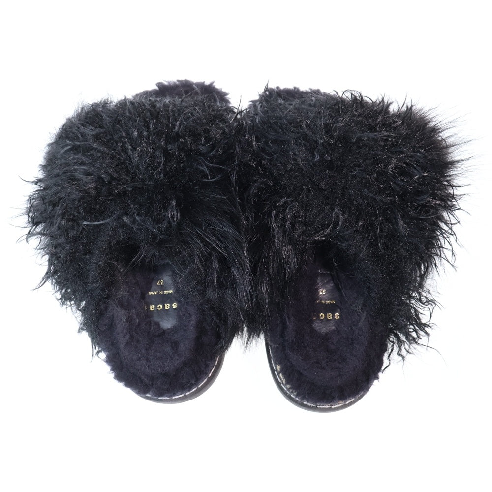 Sacai(サカイ) 22AW MIX FAUX FUR SANDALS ミックス フェイクファー ミュールサンダル ブラック 22-02921M レディース