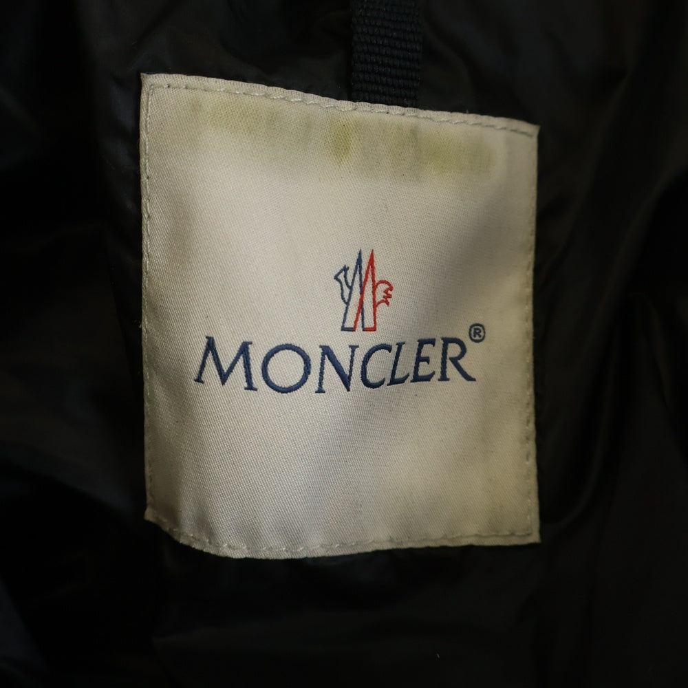 MONCLER(モンクレール) 16AW CHARENTE GIUBBOTTO シャラント ナイロン レザー ジップアップ スタンドカラー ダウンジャケット ブラック B20914037005 50116