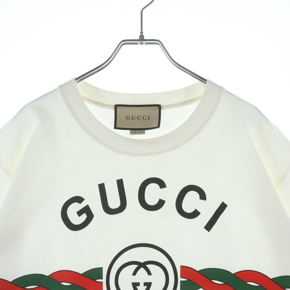 GUCCI(グッチ) FIRENZE 1921 PRINT TEE フィレンツェ プリントデザイン クルーネック半袖Tシャツカットソー ホワイト 616036 XJD7T