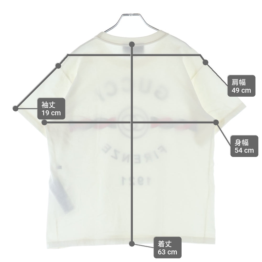GUCCI(グッチ) FIRENZE 1921 PRINT TEE フィレンツェ プリントデザイン クルーネック半袖Tシャツカットソー ホワイト 616036 XJD7T