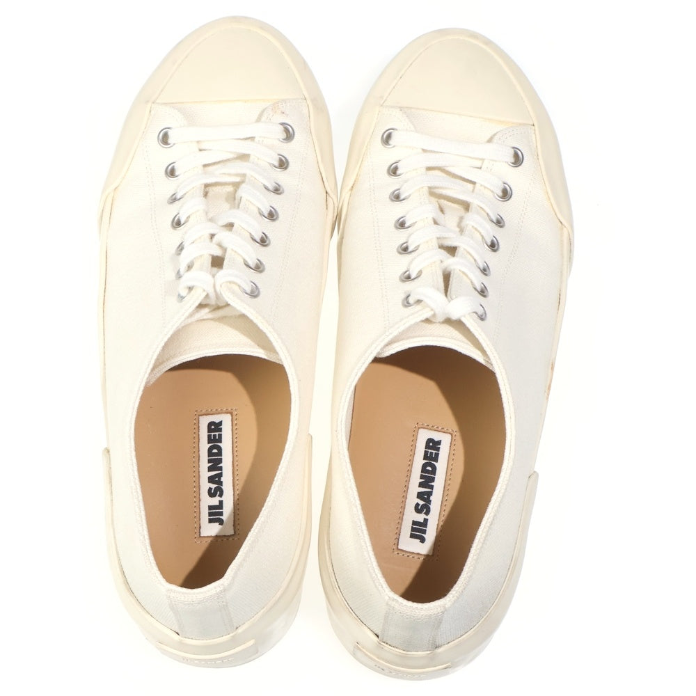 JIL SANDER(ジルサンダー) LOW TOP CANVAS SNEAKERS レースアップ ローカットキャンバススニーカー ホワイト JI35545B