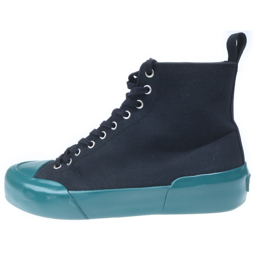 JIL SANDER(ジルサンダー) レースアップ キャンバスハイカットスニーカー ブラック/グリーン J32WS0035