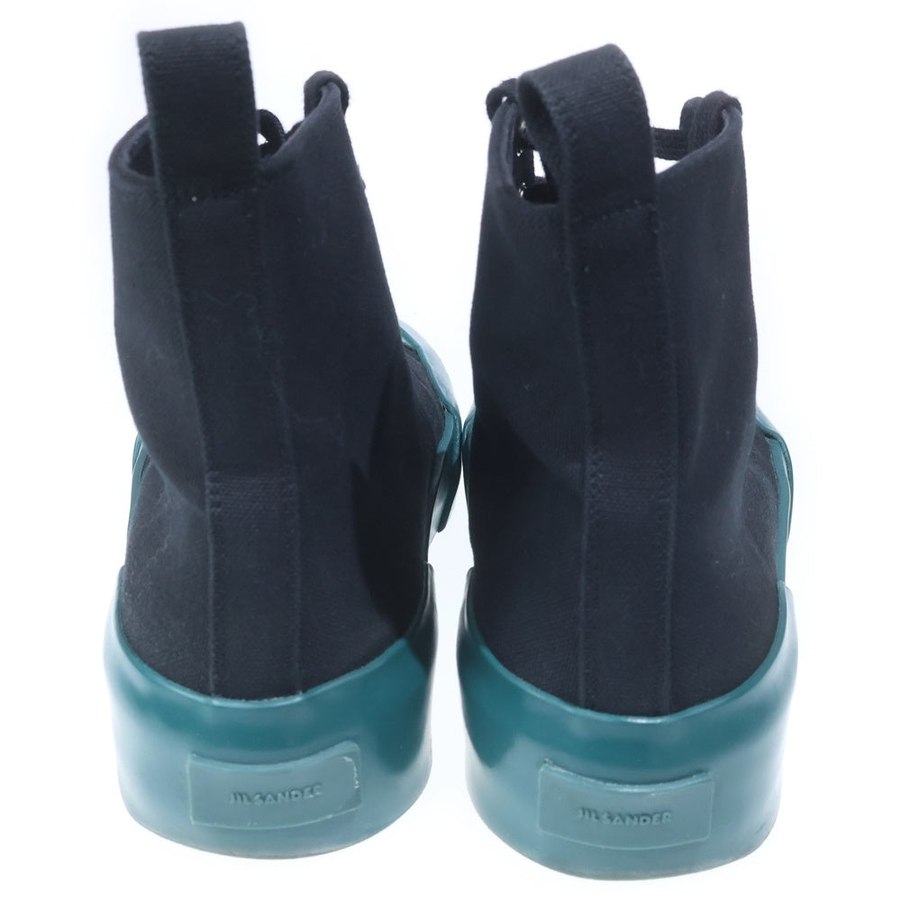 JIL SANDER(ジルサンダー) レースアップ キャンバスハイカットスニーカー ブラック/グリーン J32WS0035